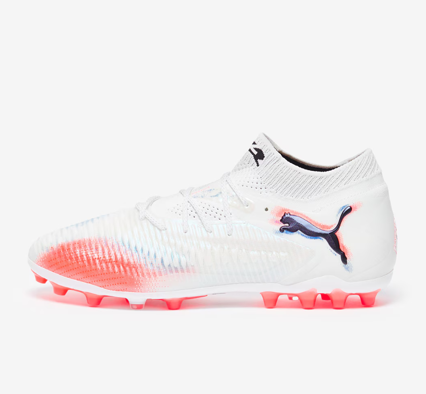 PUMA FUTURE 8 Ultimate FG Football Boots – White, Red & Blue Elite Soccer Cleats