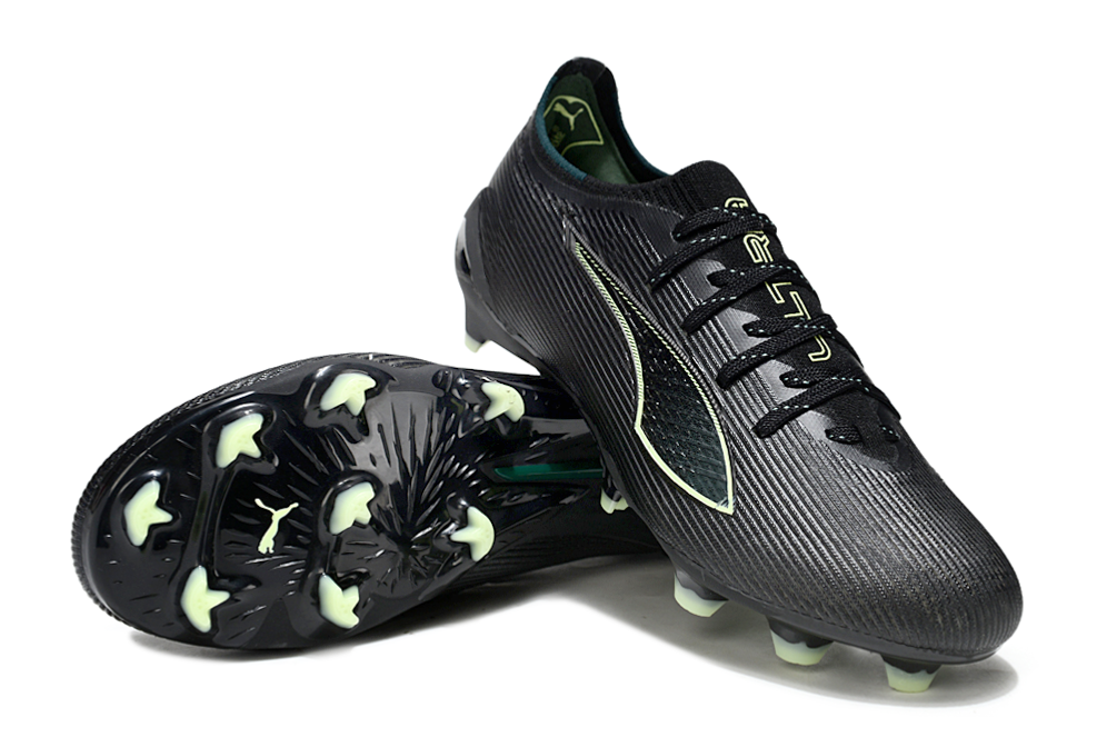 PUMA Ultra 6 Ultimate FG Football Boots – Black & Green Elite Firm Ground Soccer Cleats