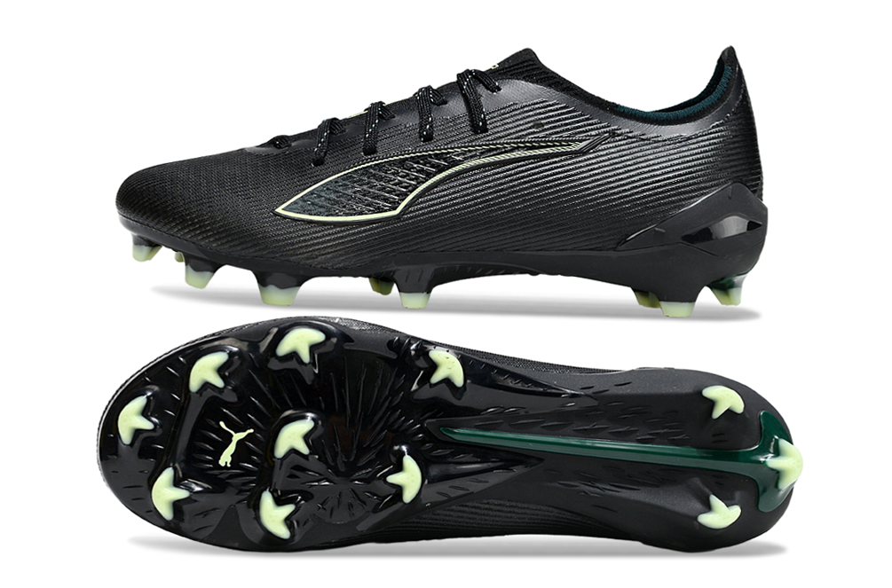 PUMA Ultra 6 Ultimate FG Football Boots – Black & Green Elite Firm Ground Soccer Cleats