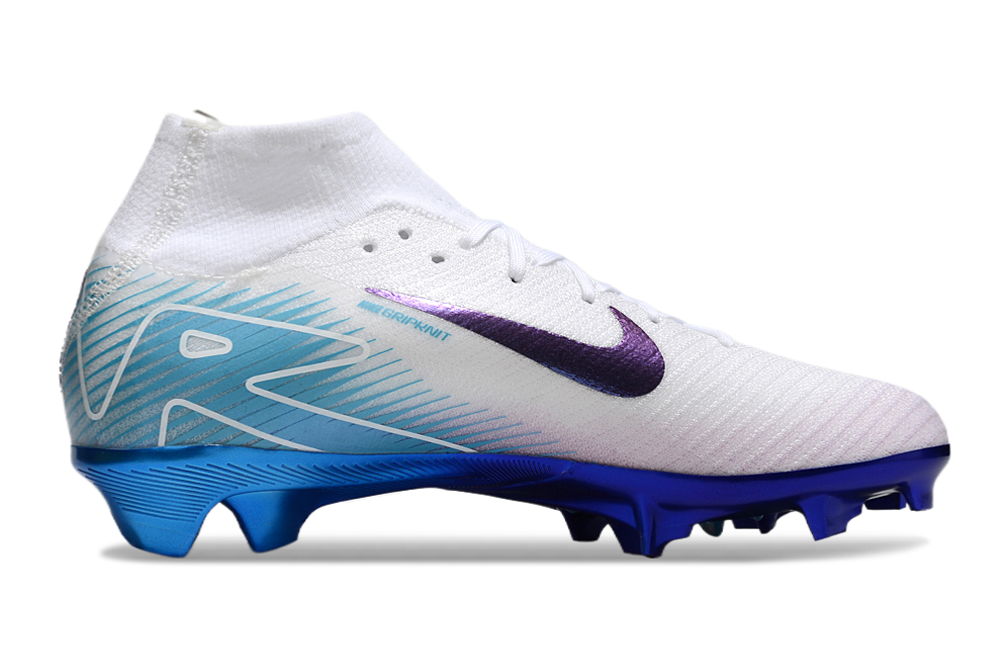 Nike Mercurial Superfly 10 Elite FG Chromatic Football Boots – White & Blue High-Ankle Speed Edition