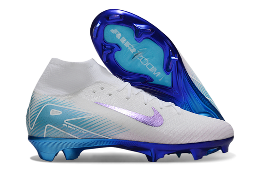 Nike Mercurial Superfly 10 Elite FG Chromatic Football Boots – White & Blue High-Ankle Speed Edition