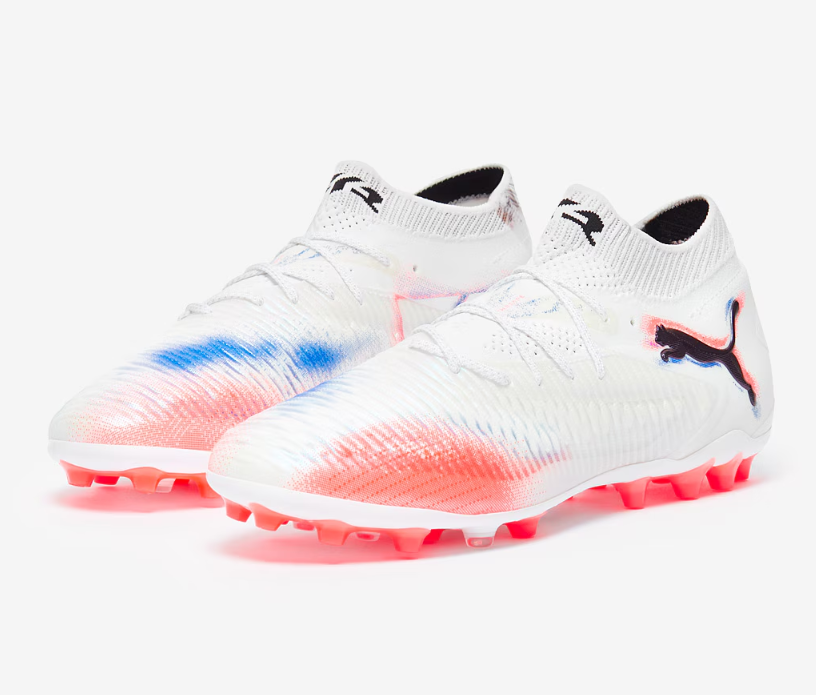 PUMA FUTURE 8 Ultimate FG Football Boots – White, Red & Blue Elite Soccer Cleats